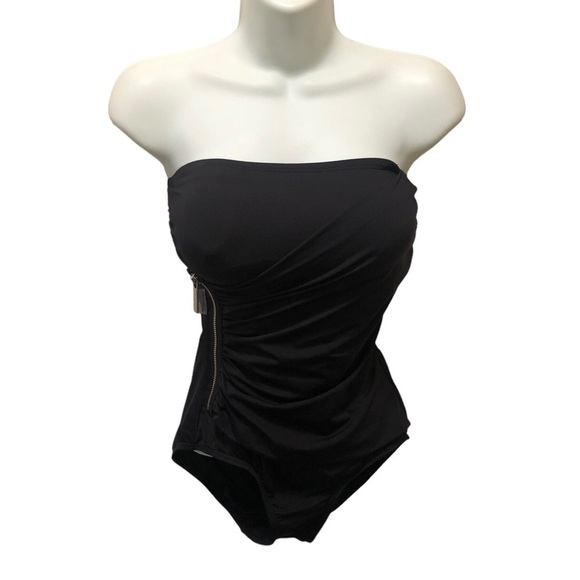 Michael Michael Kors Black Malliot Strapless One Piece Swimsuit Sz 4 Black - Picture 2 of 8